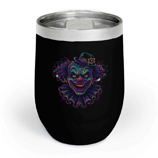 Neon Horror Clown Art Chill Wine Tumblers