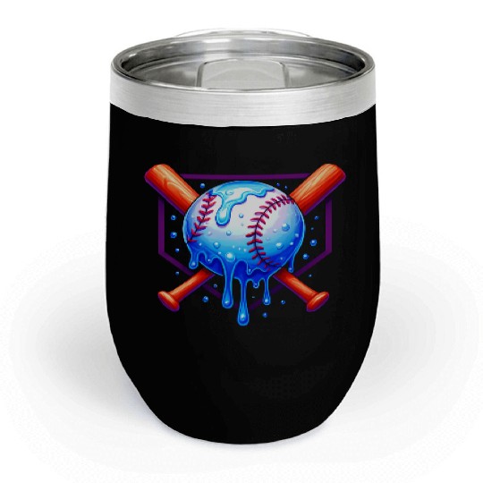Baseball Drip For Boys Ice Cream Drip Chill Wine Tumblers
