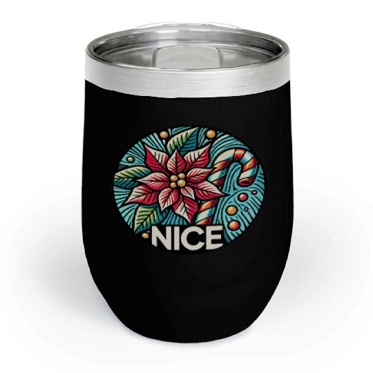Festive Poinsettia Holiday Patch Chill Wine Tumblers