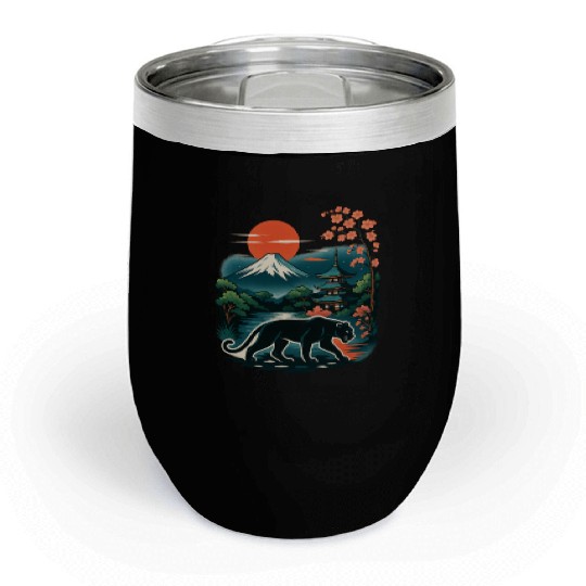 Serene Japanese Landscape with Mount Fuji Chill Wine Tumblers