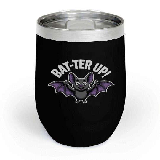 Bat ter Up Cute Bat with Playful Expression Chill Wine Tumblers