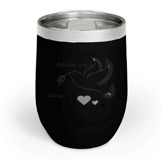 Dove of Peace with Heart and Olive Branch Chill Wine Tumblers