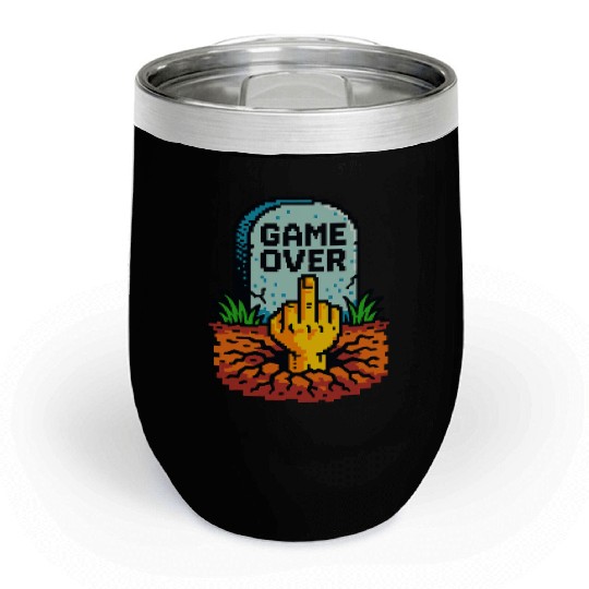 Retro Game Over Pixel Art Funny Gamer Design Chill Wine Tumblers