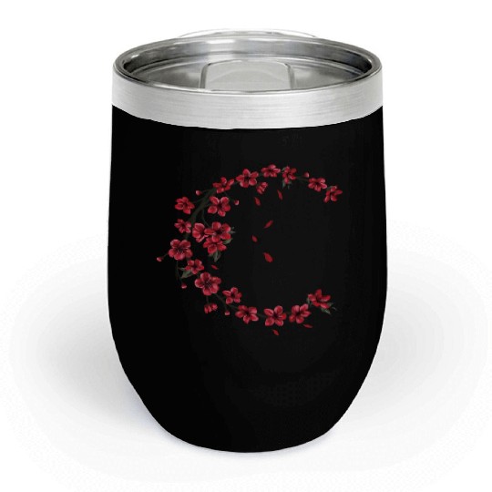 Red Moon Cherry Blossom Sakura Flower Design Chill Wine Tumblers