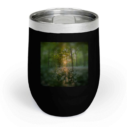 Sunlit Forest with Wildflowers Chill Wine Tumblers