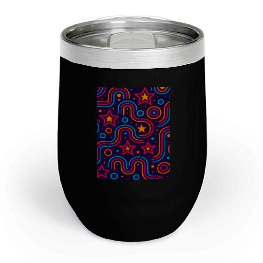 Neon Starburst Cosmic Pattern Chill Wine Tumblers