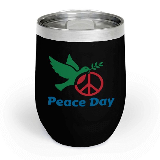 Peace Day Dove with Olive Branch Chill Wine Tumblers