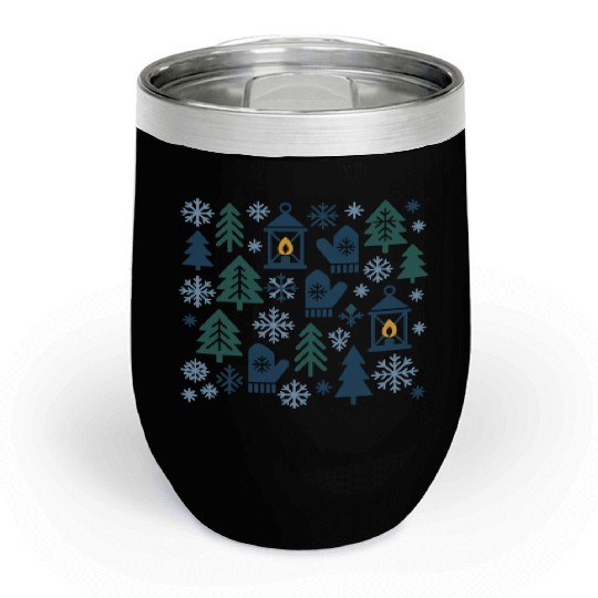 Winter Forest Snowflake Pattern Chill Wine Tumblers
