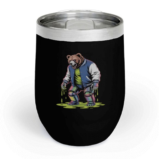 Cyber Toxic Grunge Bear Streetwear Futuristic Chill Wine Tumblers