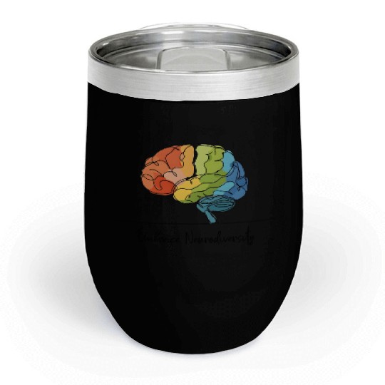 Embrace Neurodiversity - Line Art Rainbow Brain Chill Wine Tumblers