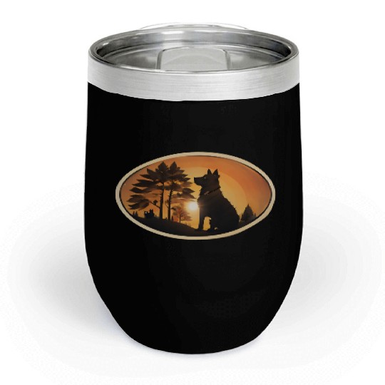 Sunset Wilderness Wolf Silhouette Chill Wine Tumblers