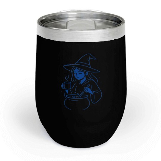 Whimsical Witch Cooking Illustration Chill Wine Tumblers