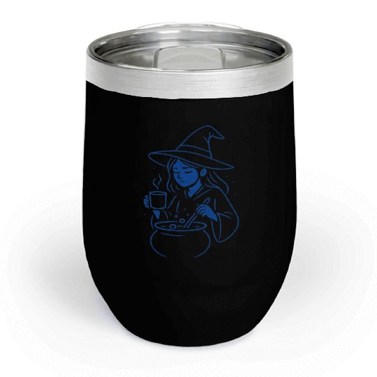 Whimsical Witch Cooking Illustration Chill Wine Tumblers