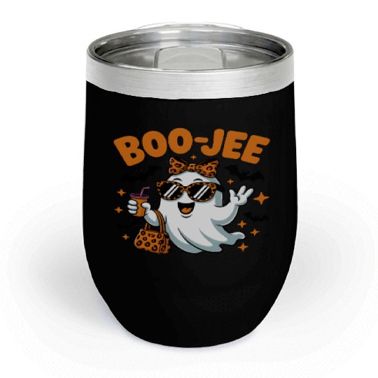 Boo-Jee Ghost Cute Leopard Print Halloween Boojee Chill Wine Tumblers