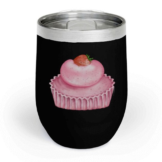 Strawberry Pink Pastry Design Chill Wine Tumblers