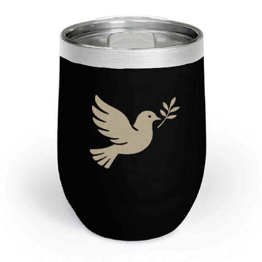 Elegant Dove with Olive Branch Design Chill Wine Tumblers