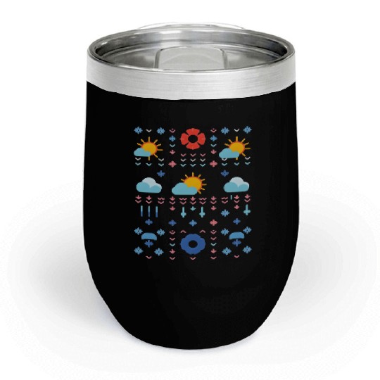 Celestial Weather Pattern Illustration Chill Wine Tumblers