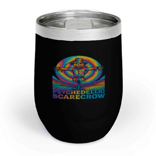 Psychedelic Scarecrow Trippy EDM Rave Festival Chill Wine Tumblers