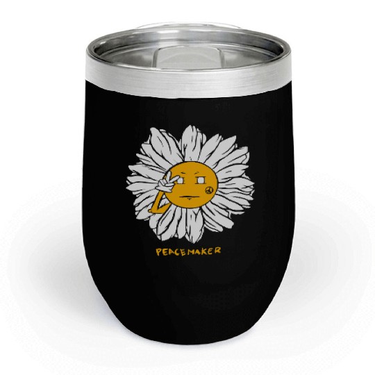 Peaceful Daisy Sunflowers Design Chill Wine Tumblers