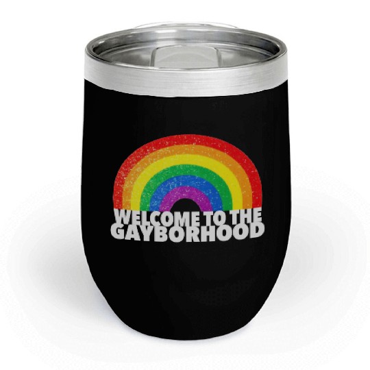 GAYBORHOOD Gay Pride Parade colorful rainbow LGBTQ Chill Wine Tumblers