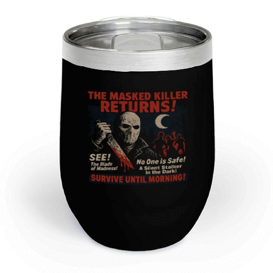 Masked Killer Returns Slasher Movie Poster Vintage Chill Wine Tumblers