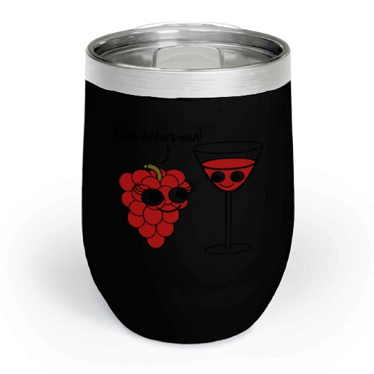 "I like mature men" Grape / Wine Vector Design Chill Wine Tumblers