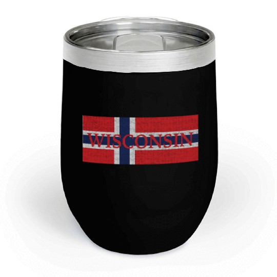 Wisconsin Norwegian Flag Chill Wine Tumblers