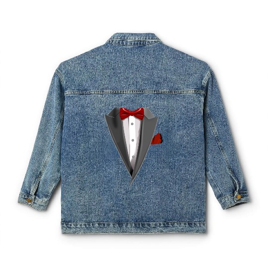 Tuxedo Tie Designs Tux red Classic Women's Denim Jackets