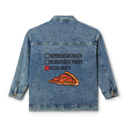 Republican Party vs Democratic Party vs Pizza Part Classic Women's Denim Jackets