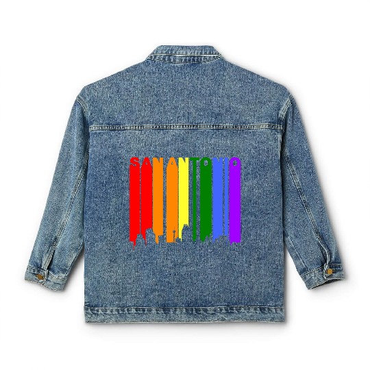 San Antonio Texas Gay Pride Rainbow Skyline Classic Women's Denim Jackets