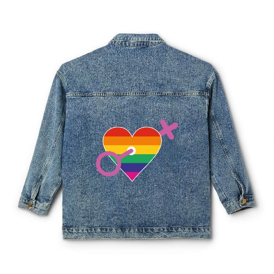 Rainbow heart female Classic Women's Denim Jackets