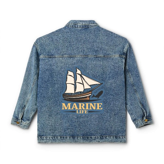 marine life logo Classic Women's Denim Jackets