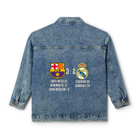 FC Barcelona 3 - 2 Real Madrid Classic Women's Denim Jackets