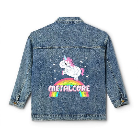 Cute Ironic Metalcore Music Festival Unicorn Classic Women's Denim Jackets