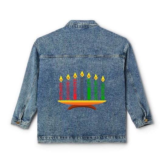 Kwanzaa Holiday Candles Classic Women's Denim Jackets