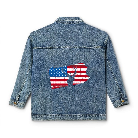 American Flag Pennsylvania Deer Hunting Classic Women's Denim Jackets