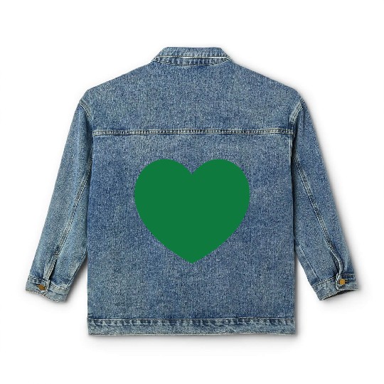 Dark Green Heart Classic Women's Denim Jackets