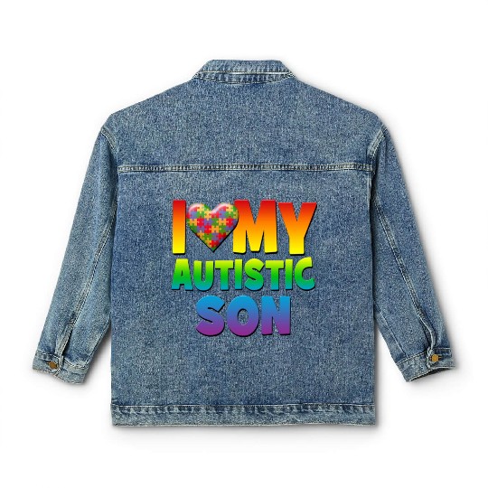 Autism Awareness I Love My Autistic Son Classic Women's Denim Jackets
