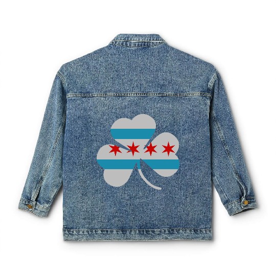 Irish Chicago Flag Shamrock Classic Women's Denim Jackets