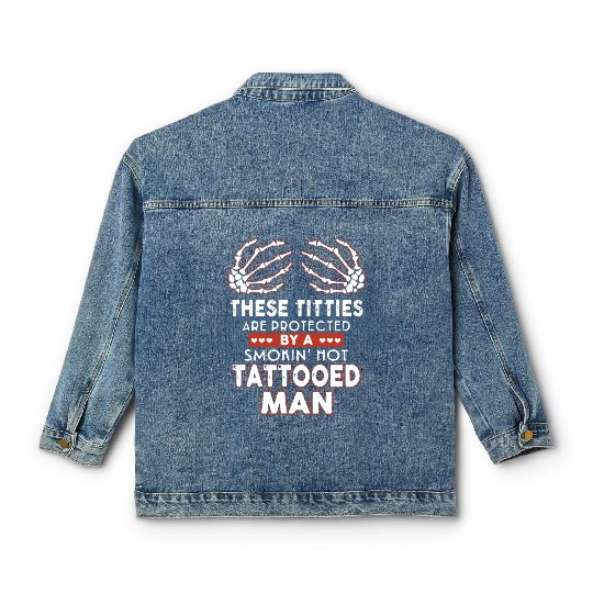 there titties are protected by a smoking hot tatto Classic Women's Denim Jackets