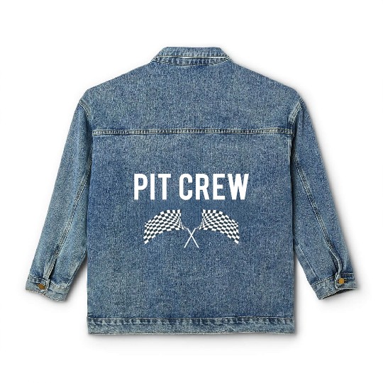 Pit Crew Car Enthusiast Race Track or Drag Strip Design Classic Women's Denim Jackets