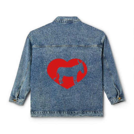 i love love heart donkey horse pony small packelse Classic Women's Denim Jackets