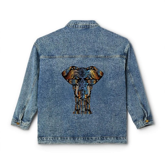 Mandala Elephant Classic Women's Denim Jackets