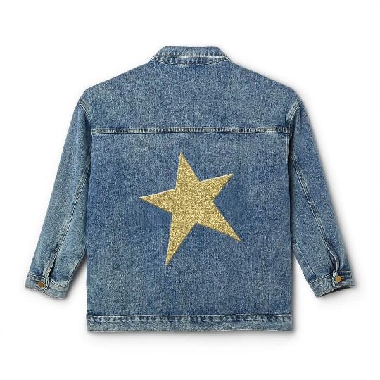 GOLD METALLIC STAR Classic Women's Denim Jackets