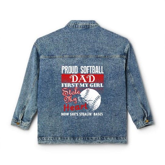 Softball - softball dad s - proud softball dad Classic Women's Denim Jackets
