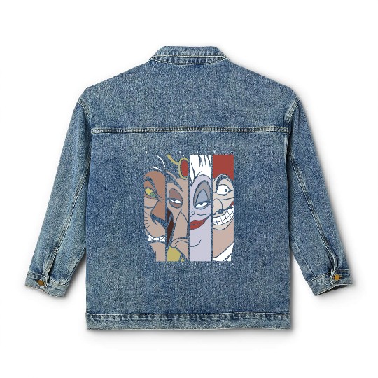 Disney Villains Lion King Hook Little Mermaid Alad Classic Women's Denim Jackets
