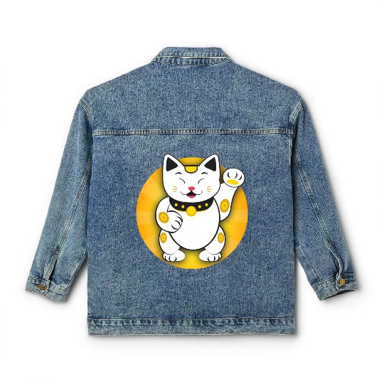 Maneki Neko - Japanese Lucky Cat Classic Women's Denim Jackets