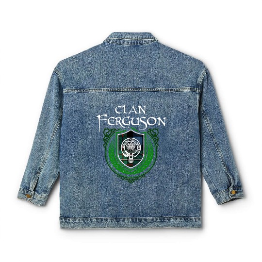 Ferguson Surname Scottish Clan Tartan Crest Badge Classic Women's Denim Jackets
