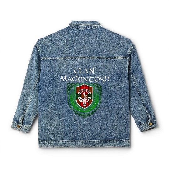 Mackintosh Surname Scottish Clan Tartan Crest Classic Women's Denim Jackets