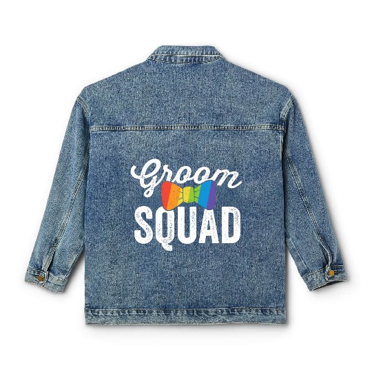 Groom Squad Classic Women's Denim Jackets LGBT Pride Gay Bachelor Wedding Gift